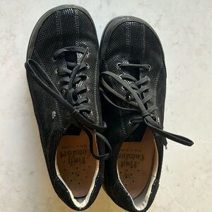 Finn Comfort Ikebukuro Black Nubuck Lace  Shoes Sz 39 EU, Sz 6 UK